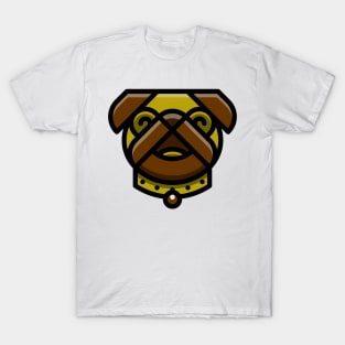 Cute Dog Pug Face Yellow Brown T-Shirt